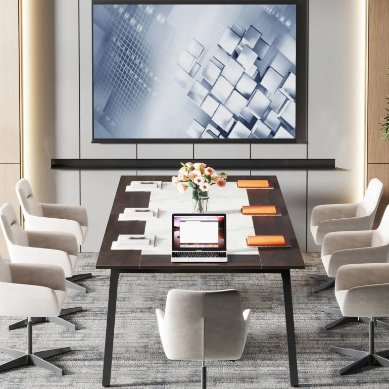 New Tribesigns 79" Conference Table, Rectangular Executive Desk with Metal Frame
