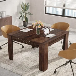 Sale Tribesigns 43" Conference Table, Wood Square Meeting Desk with Heavy Legs