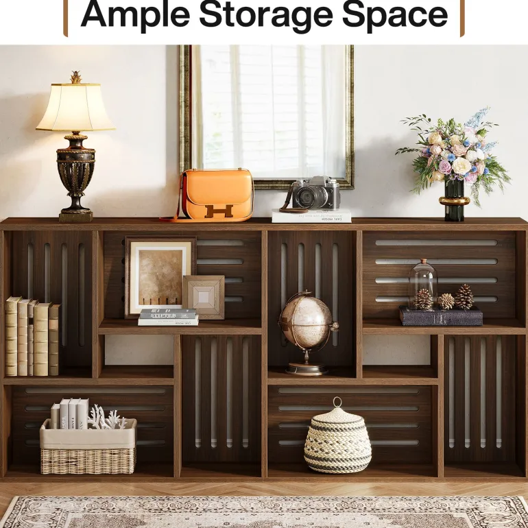 Outlet Tribesigns 70.9" Console Table, 3 - Tier Entryway Table Sofa Table with Storage Shelves