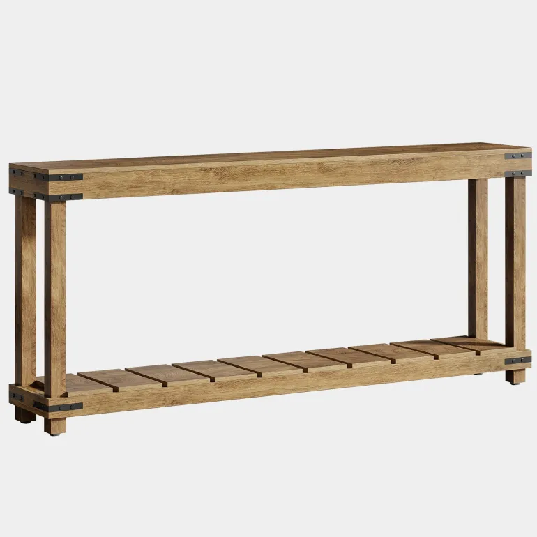 Outlet Tribesigns 70.9" Console Table, 2 - Tier Entryway Table Sofa Table with Storage Shelves