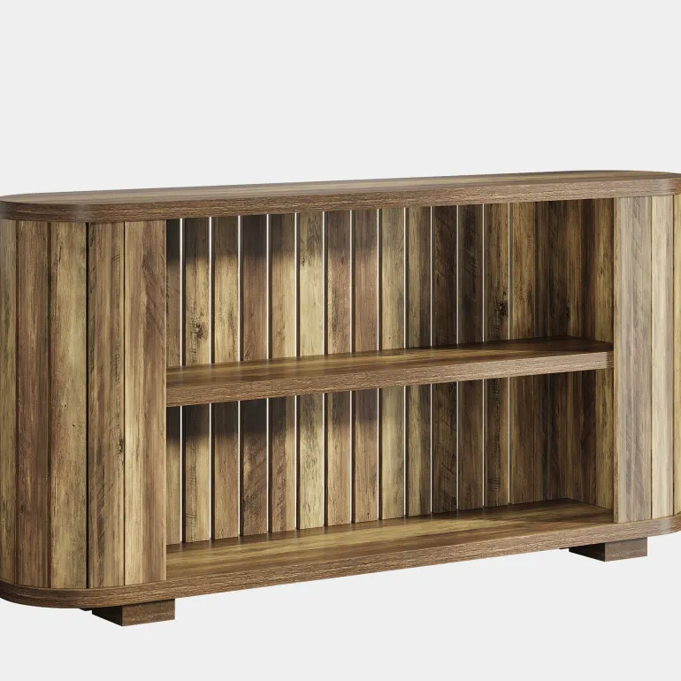 Hot Tribesigns 63" Console Table, 3 - Tier Farmhouse Entryway Table Sofa Table with Storage Shelves