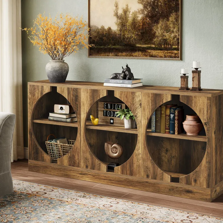 Store Tribesigns 68" Console Table, 3 - Tier Farmhouse Entryway Table with Storage