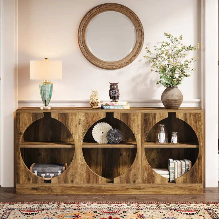 Store Tribesigns 68" Console Table, 3 - Tier Farmhouse Entryway Table with Storage