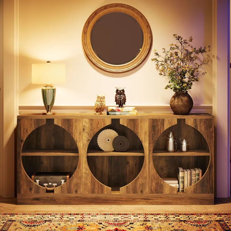 Store Tribesigns 68" Console Table, 3 - Tier Farmhouse Entryway Table with Storage