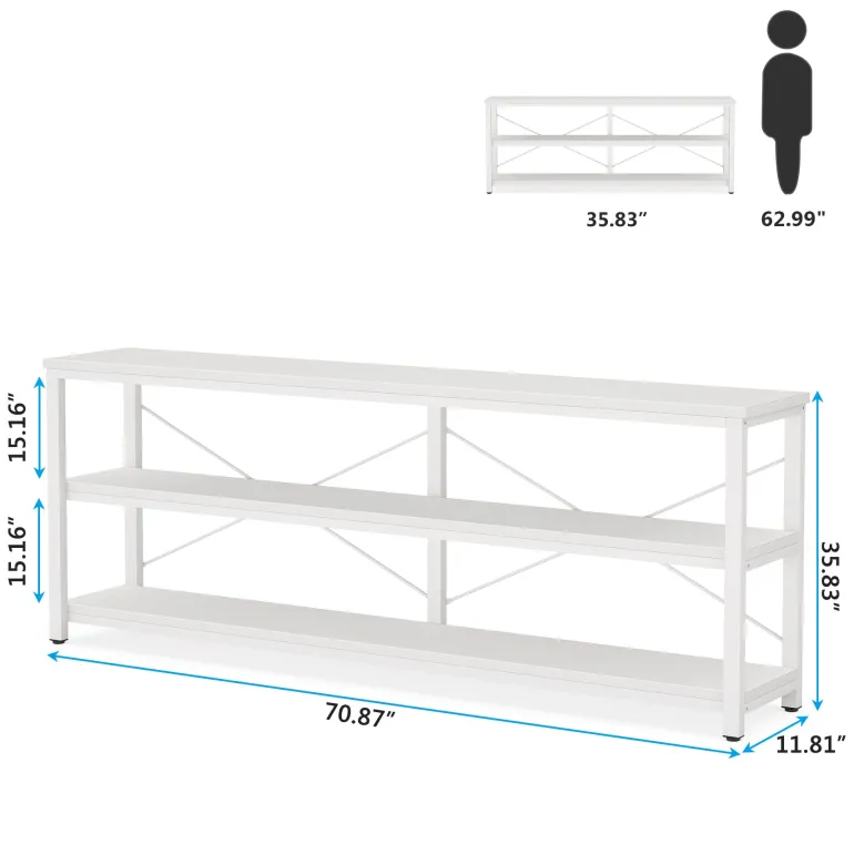 Cheap Tribesigns 70.9" Console Table, 3 - Tier Sofa Table with Metal Frame