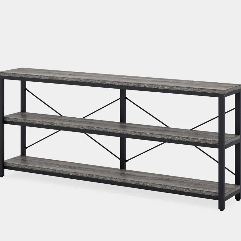 Cheap Tribesigns 70.9" Console Table, 3 - Tier Sofa Table with Metal Frame
