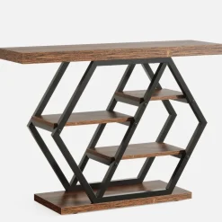 Sale Tribesigns 39" Console Table, 5 - tier Sofa Table Entryway Table With Geometric Base