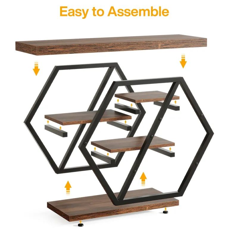 Sale Tribesigns 39" Console Table, 5 - tier Sofa Table Entryway Table With Geometric Base