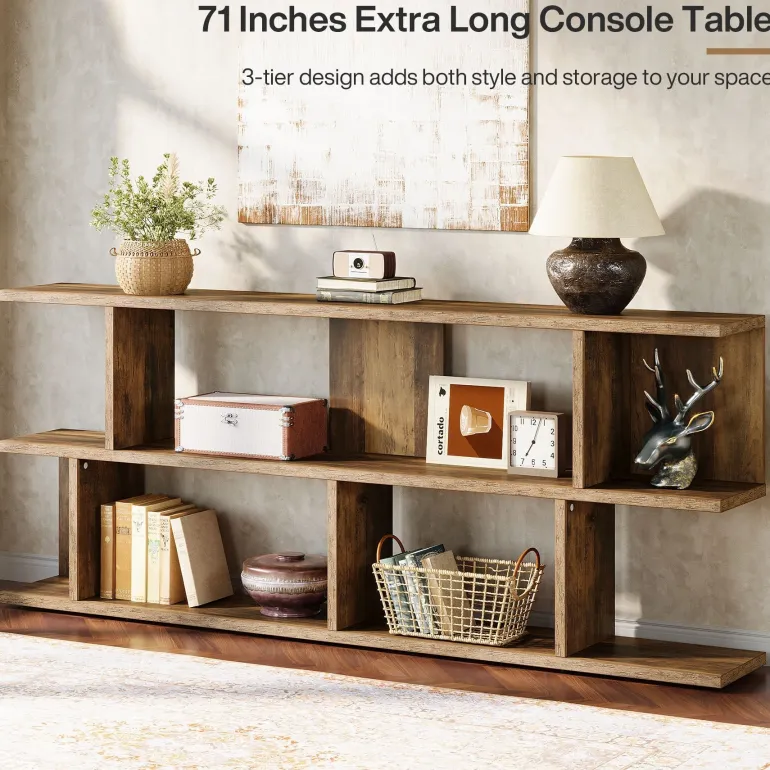 New Tribesigns 71" Console Table, 3 Tier Farmhouse Sofa Table with Storage