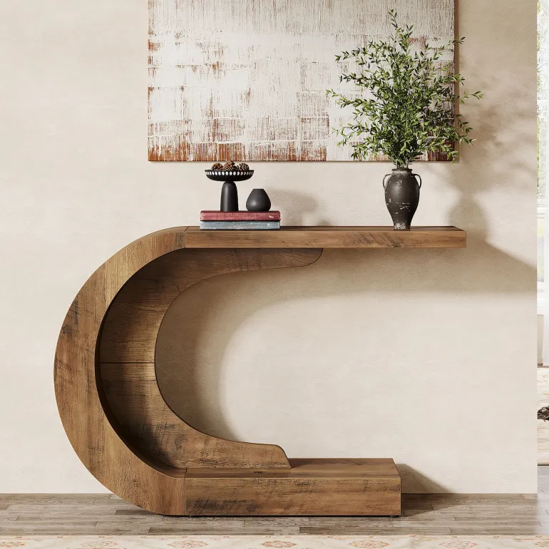 Cheap Tribesigns 43" Console Table, C - Shaped Modern Accent Table Hallway Table