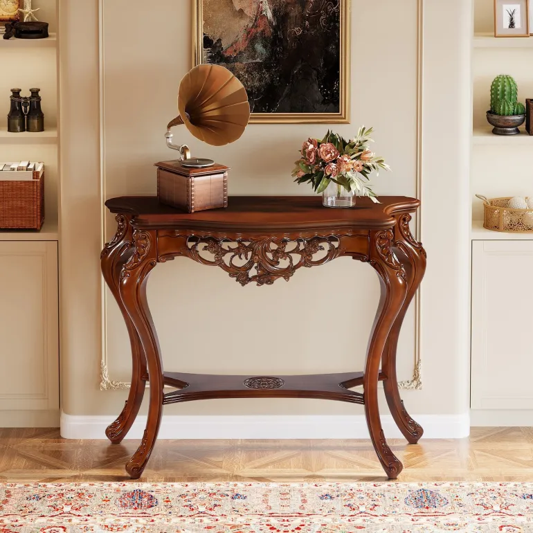 Sale Tribesigns 37.6" Console Table, Elegant Two-Tier Entryway Hallway Table