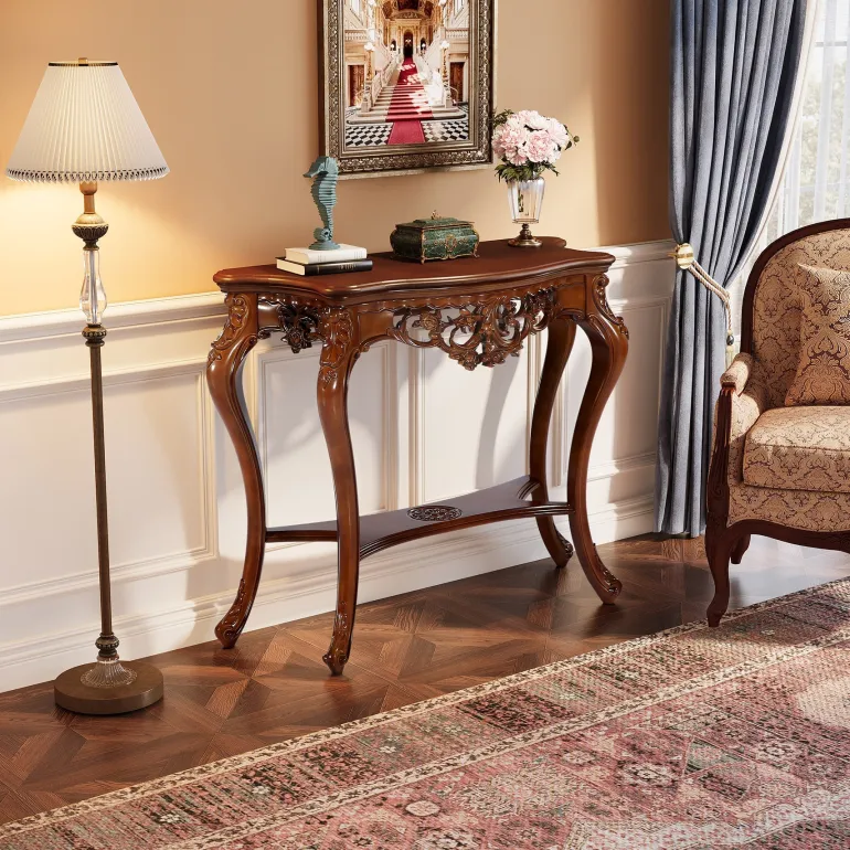 Sale Tribesigns 37.6" Console Table, Elegant Two-Tier Entryway Hallway Table