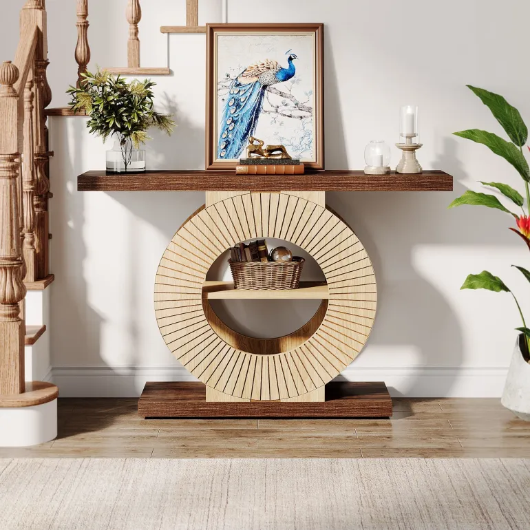 Clearance Tribesigns 39.3" Console Table, Elegant Wood Sofa Table Hallway Table