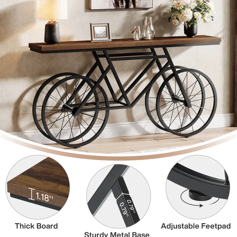 Hot Tribesigns 70.9" Console Table, Extra Long Sofa Table with Bicycle Base