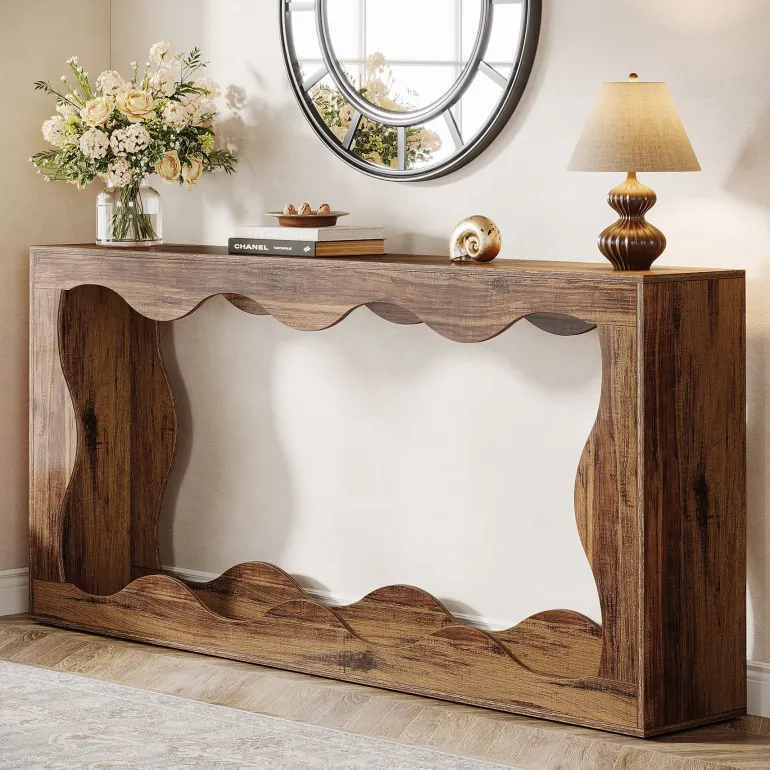 Clearance Tribesigns 63" Console Table, Farmhouse Entryway Table Couch Table Behind Sofa