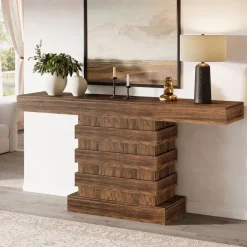 Cheap Tribesigns 63” Console Table, Farmhouse Sofa Table Narrow Entryway Table