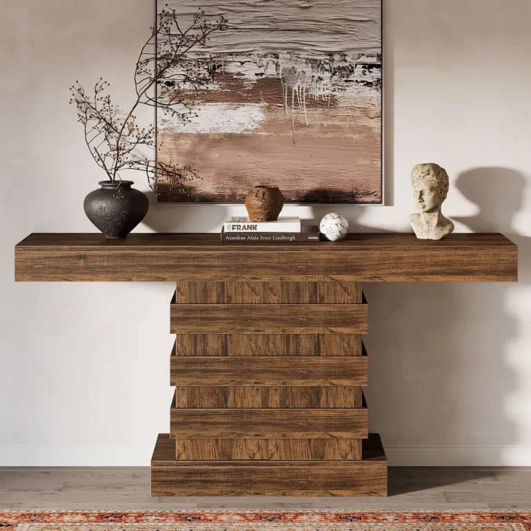 Cheap Tribesigns 63” Console Table, Farmhouse Sofa Table Narrow Entryway Table