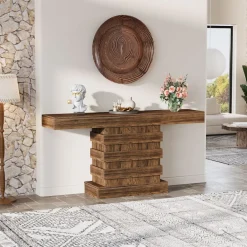 Cheap Tribesigns 63” Console Table, Farmhouse Sofa Table Narrow Entryway Table
