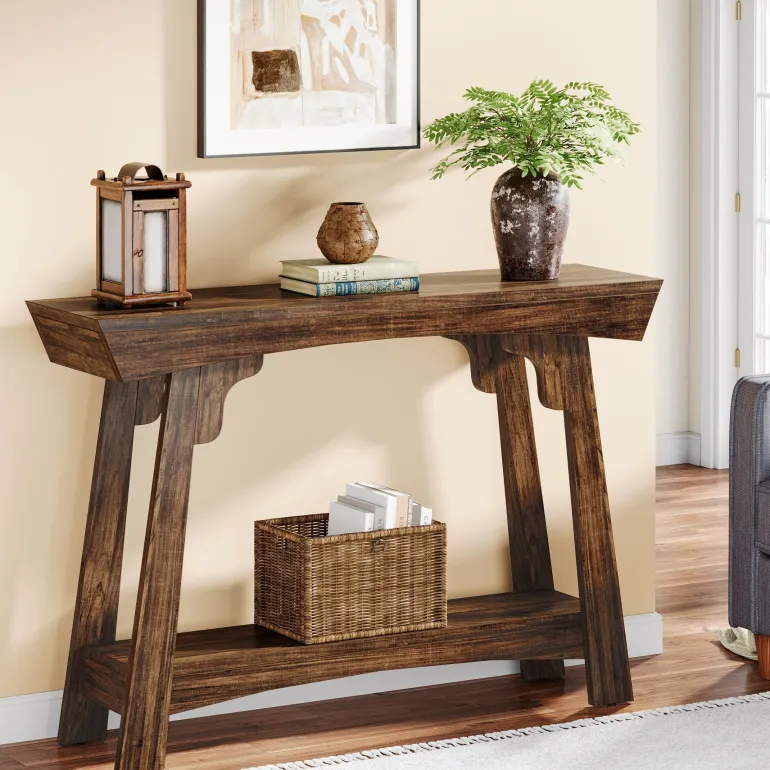 Shop Tribesigns 41" Console Table, Farmhouse 2 - Tier Sofa Table Entryway Table with Storage Shelf