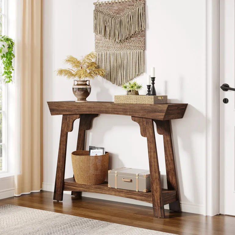 Shop Tribesigns 41" Console Table, Farmhouse 2 - Tier Sofa Table Entryway Table with Storage Shelf