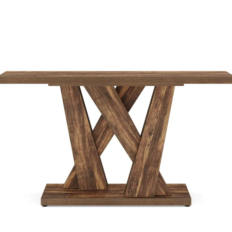 Outlet Tribesigns 55" Console Table, Farmhouse Entryway Table With Geometric Base
