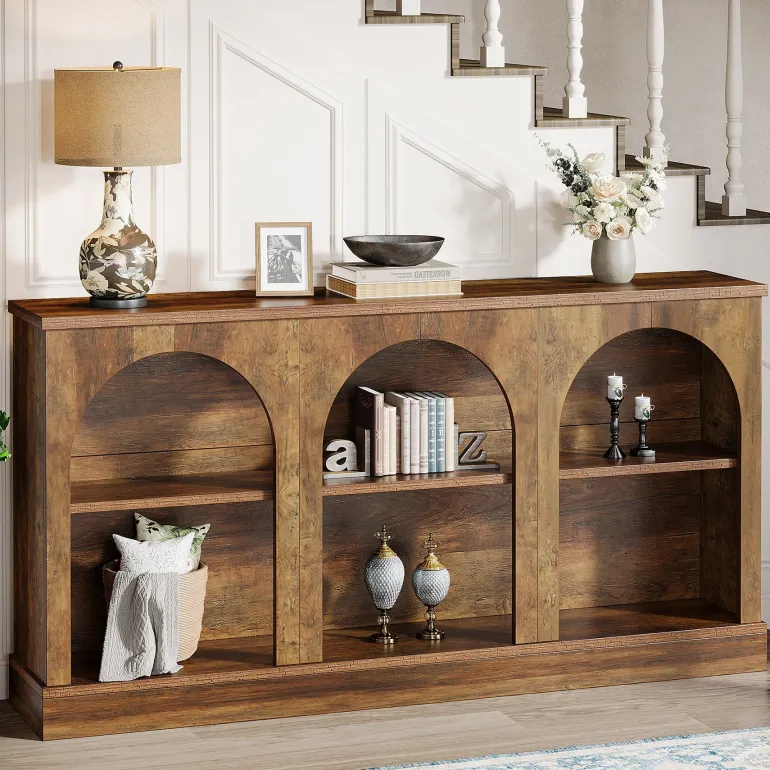 Best Tribesigns 63" Console Table, Farmhouse Entryway Table with 3 Tier Storage