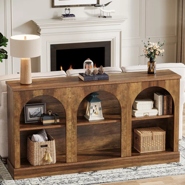 Best Tribesigns 63" Console Table, Farmhouse Entryway Table with 3 Tier Storage