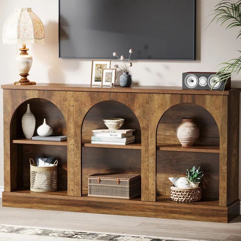 Best Tribesigns 63" Console Table, Farmhouse Entryway Table with 3 Tier Storage