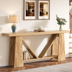 Fashion Tribesigns 70.9" Console Table, Farmhouse Entryway Table Sofa Table