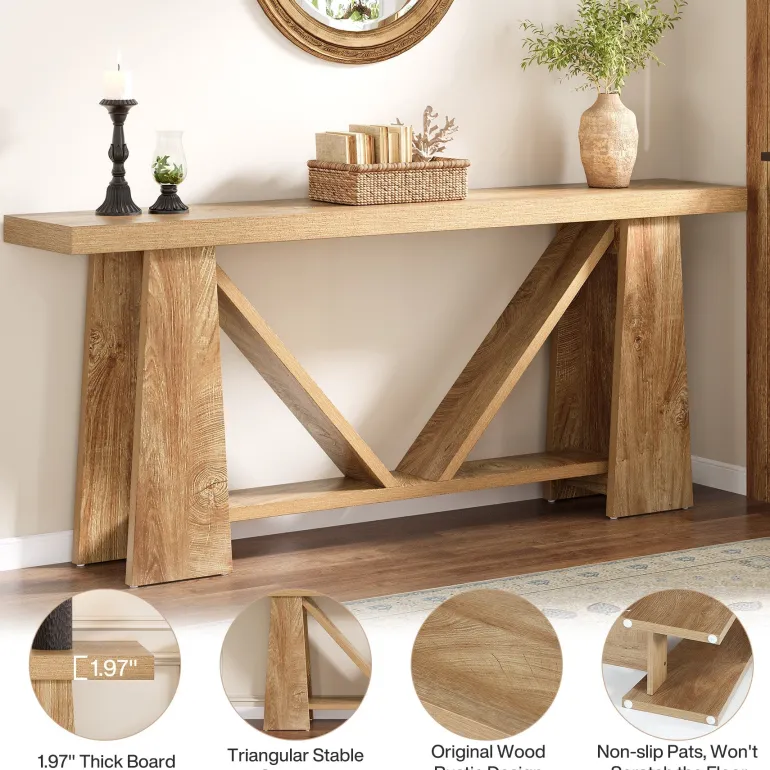 Fashion Tribesigns 70.9" Console Table, Farmhouse Entryway Table Sofa Table