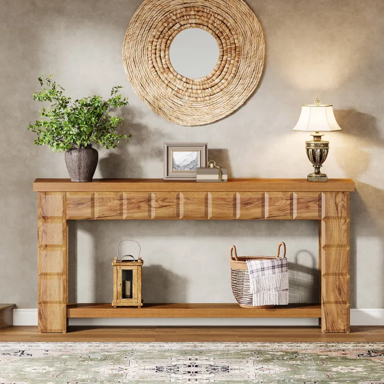 Flash Sale Tribesigns 70.9" Console Table, Farmhouse 2 - Tier Entryway Table Sofa Table with Storage