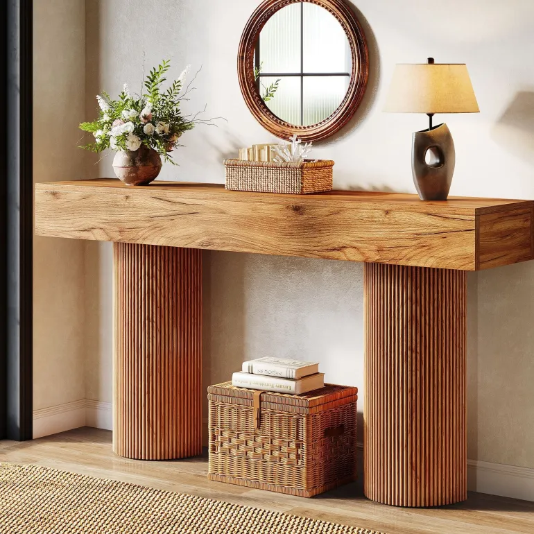 Online Tribesigns 63" Console Table, Farmhouse Sofa Table Entryway Table