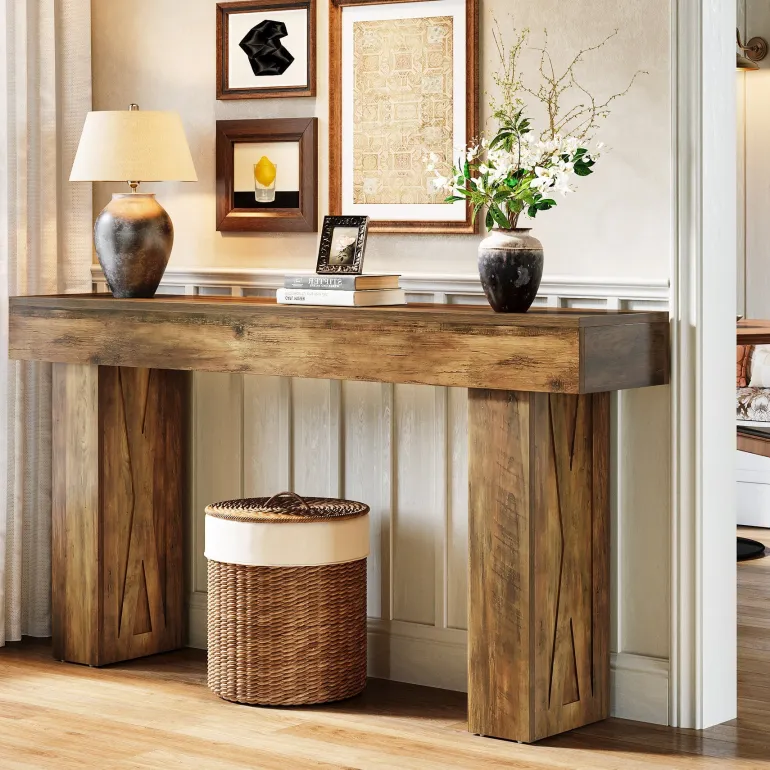 Sale Tribesigns 63" Console Table, Farmhouse Sofa Table Hallway Table