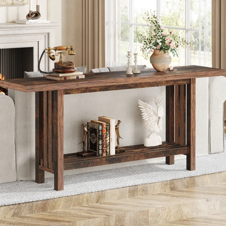 Best Sale Tribesigns 66.9" Console Table, Farmhouse Entryway Table Sofa Table Behind Couch
