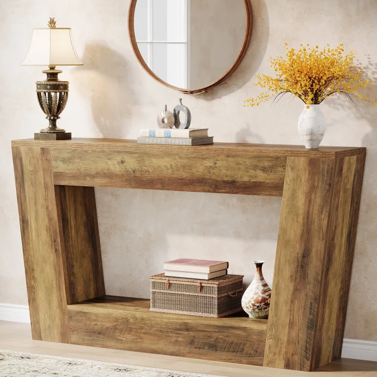 Best Tribesigns 59" Console Table, Farmhouse Entryway Table Sofa Table Behind Couch