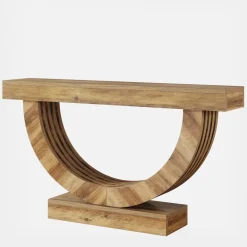 Hot Tribesigns 59" Console Table, Farmhouse Sofa Table Hallway Table with Half - circle Base