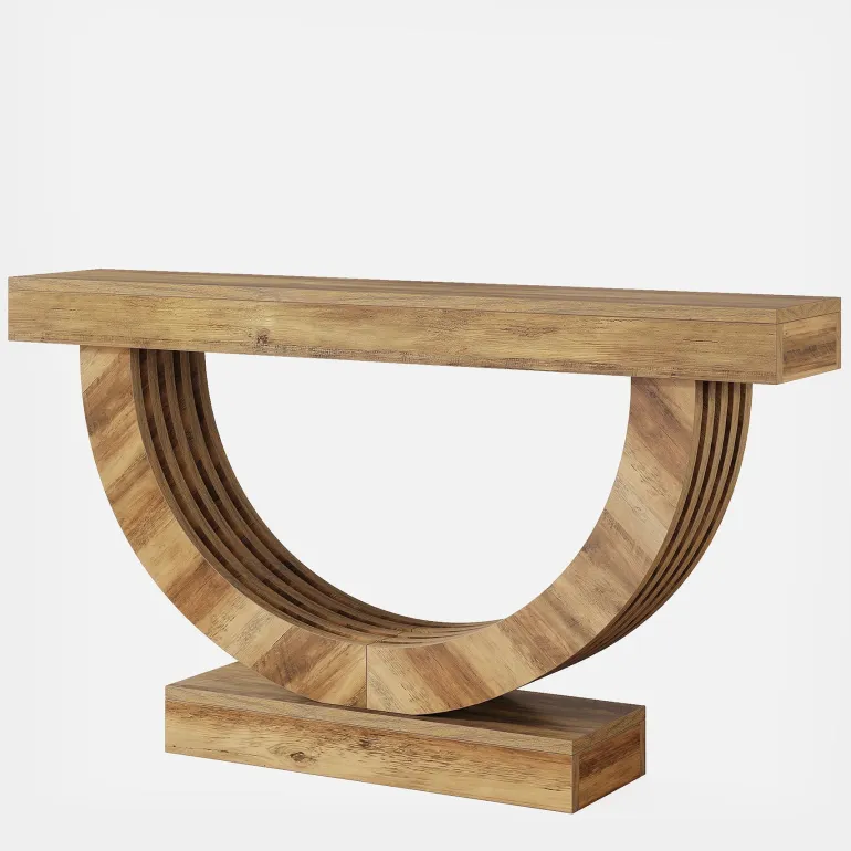 Hot Tribesigns 59" Console Table, Farmhouse Sofa Table Hallway Table with Half - circle Base