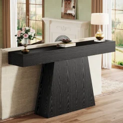 Shop Tribesigns 63" Console Table, Farmhouse Entryway Table Sofa Table with Trapezoidal Base