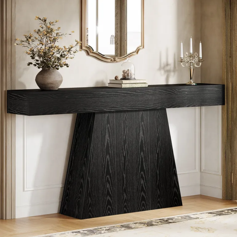 Shop Tribesigns 63" Console Table, Farmhouse Entryway Table Sofa Table with Trapezoidal Base