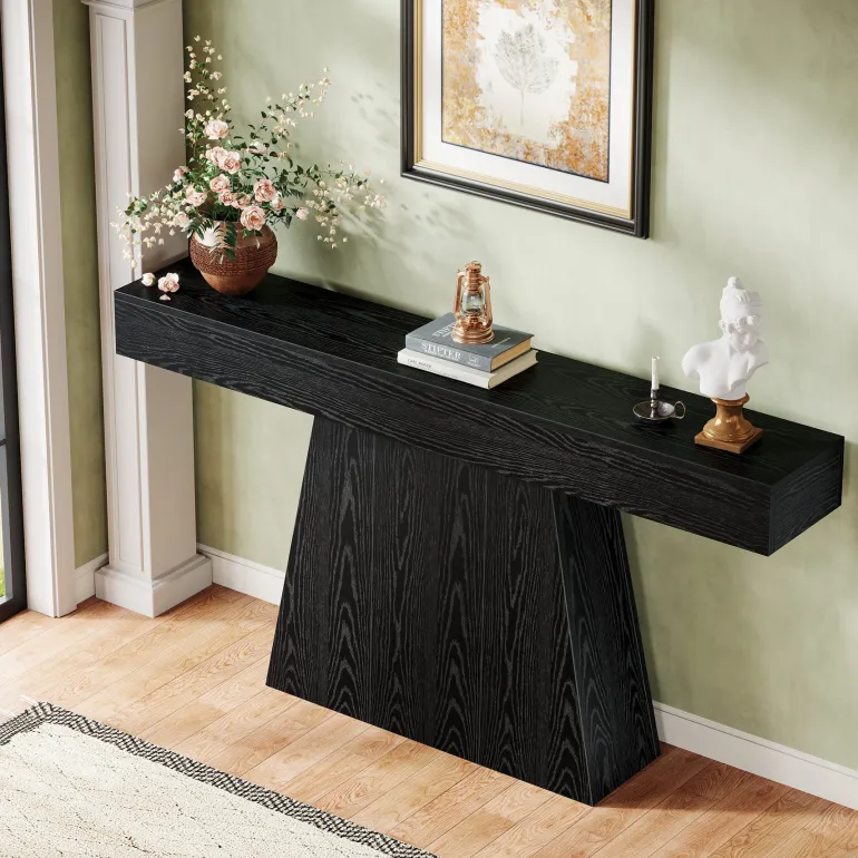 Shop Tribesigns 63" Console Table, Farmhouse Entryway Table Sofa Table with Trapezoidal Base
