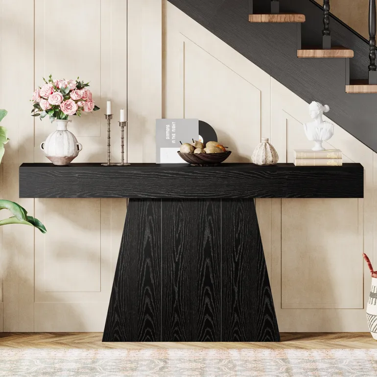 Shop Tribesigns 63" Console Table, Farmhouse Entryway Table Sofa Table with Trapezoidal Base