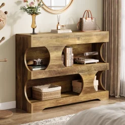 Hot Tribesigns 41" Console Table, Farmhouse Entryway Table Sofa Table with 3 - Tier Shelves