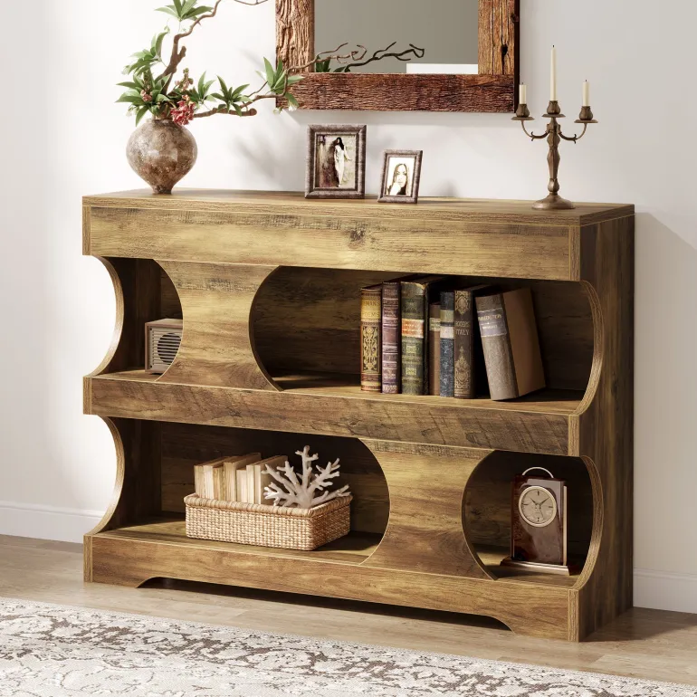 Hot Tribesigns 41" Console Table, Farmhouse Entryway Table Sofa Table with 3 - Tier Shelves