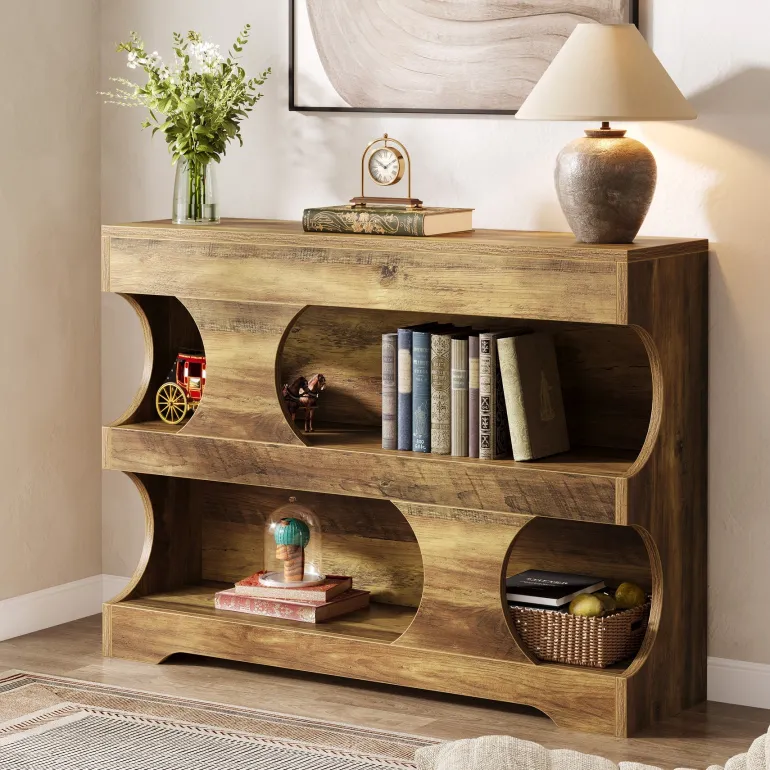 Hot Tribesigns 41" Console Table, Farmhouse Entryway Table Sofa Table with 3 - Tier Shelves