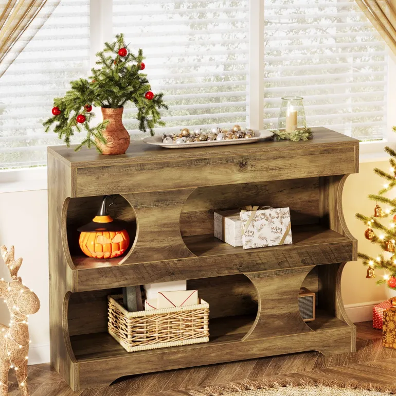 Hot Tribesigns 41" Console Table, Farmhouse Entryway Table Sofa Table with 3 - Tier Shelves