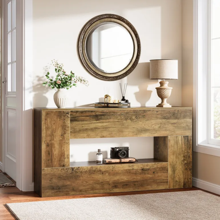 Cheap Tribesigns 63" Console Table, Farmhouse Sofa Table Long Entrance Foyer Table