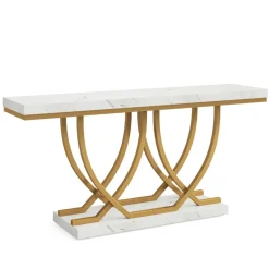Flash Sale Tribesigns 59" Console Table, Faux Marble Entryway Sofa Table Behind The Couch