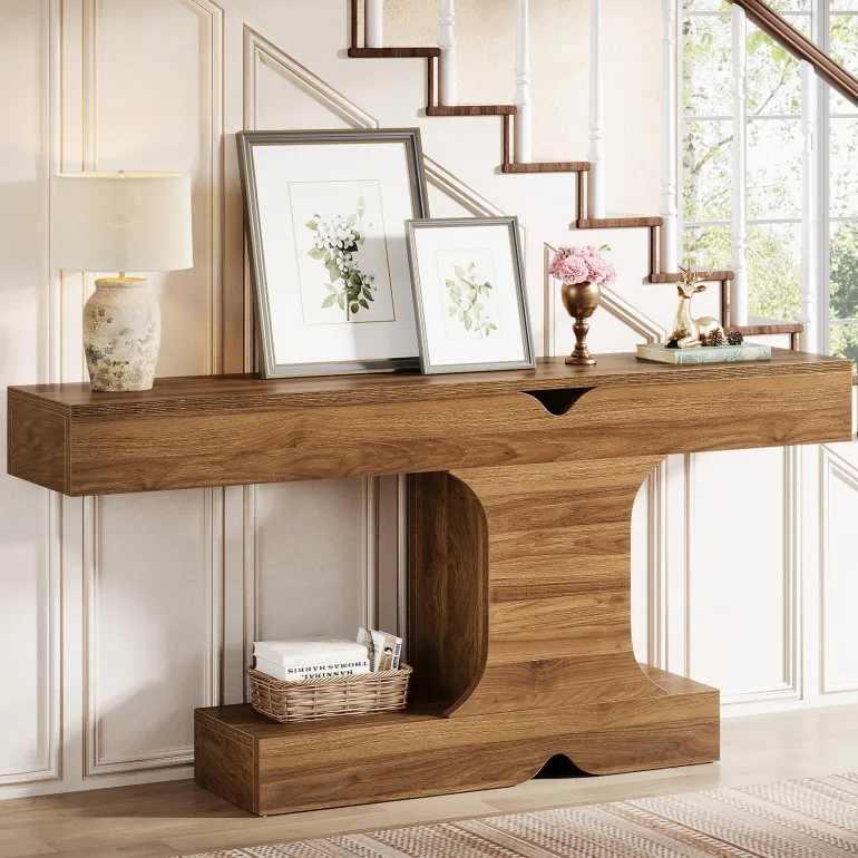 Shop Tribesigns 63" Console Table, I - Shaped Farmhouse Sofa Table Entryway Table