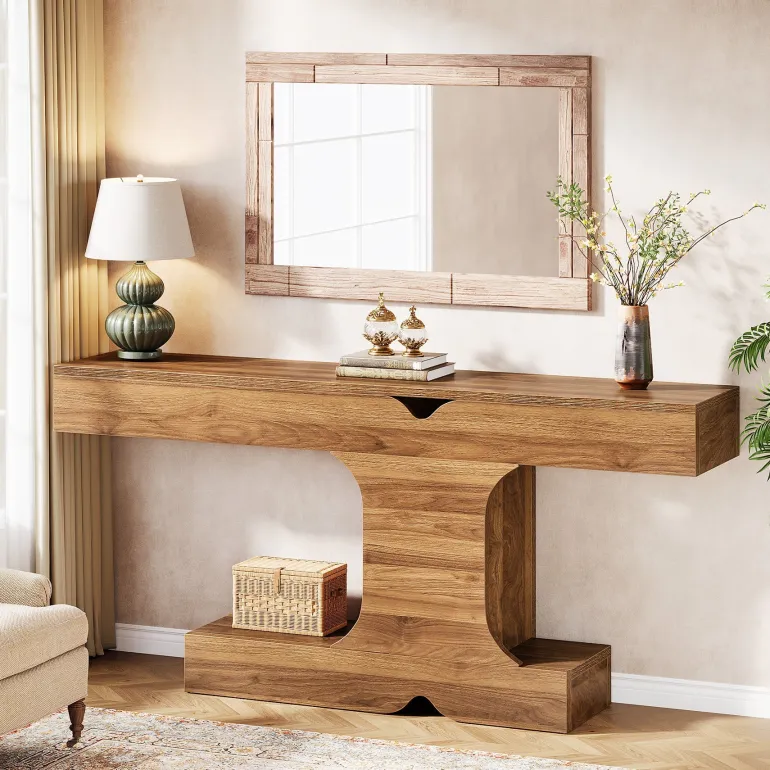 Shop Tribesigns 63" Console Table, I - Shaped Farmhouse Sofa Table Entryway Table
