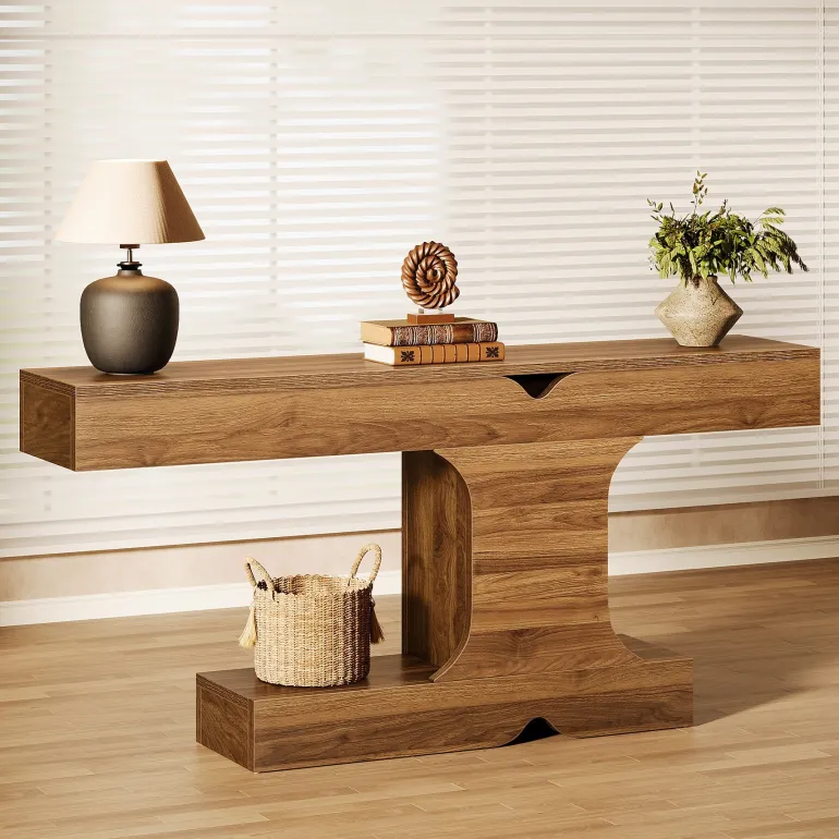 Shop Tribesigns 63" Console Table, I - Shaped Farmhouse Sofa Table Entryway Table